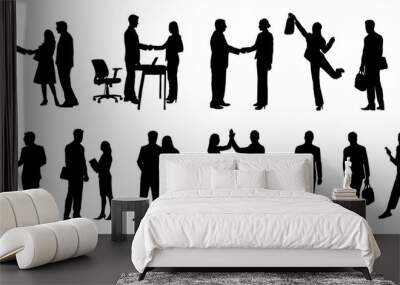 set of silhouettes of business vector Wall mural