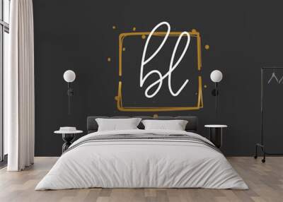  Handwritten initial letter B L BL for identity and logo. Vector logo template with handwriting and signature style. Wall mural