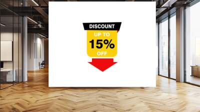 15 Percent discount offer, clearance, promotion banner layout with sticker style. Wall mural