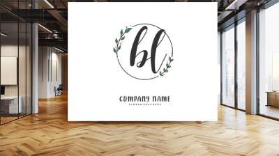 B L BL Initial handwriting and signature logo design with circle. Beautiful design handwritten logo for fashion, team, wedding, luxury logo. Wall mural