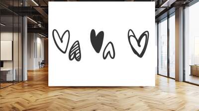 Heart and love illustration line art for template with black and red color. Wall mural