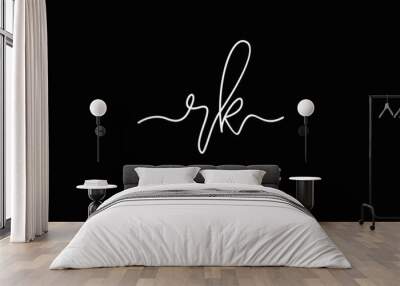 R K RK Initial handwriting logo design with circle. Beautyful design handwritten logo for fashion, team, wedding, luxury logo. Wall mural