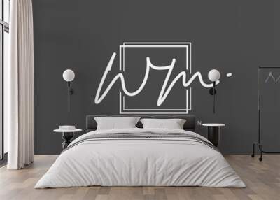 WM Initial handwriting or handwritten logo for identity. Logo with signature and hand drawn style. Wall mural