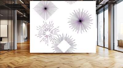 illustration of an background with stars :  A series of purple stars are scattered across a white background Wall mural