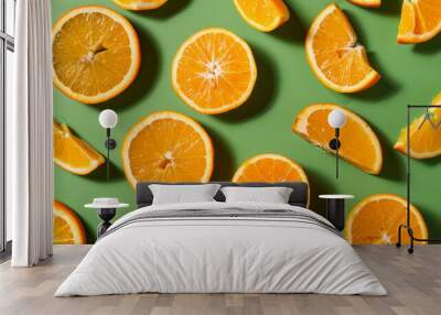 A close up of oranges with some of them cut in half Wall mural