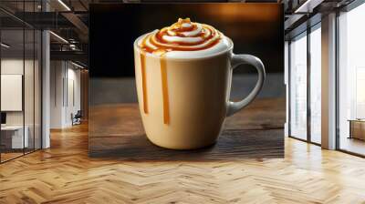 A creamy hot almond milk latte with a swirl of maple syrup Wall mural