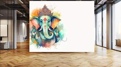 Ganesh on white background banner, Generative AI Wall mural