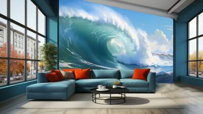 blue ocean wave.  Wall mural