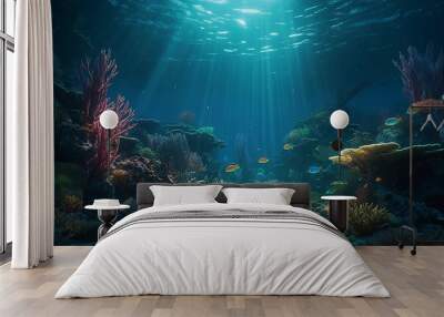 coral reef with fish.  Wall mural