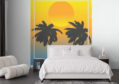 California venice beach illustration t-shirt and apparel design Wall mural