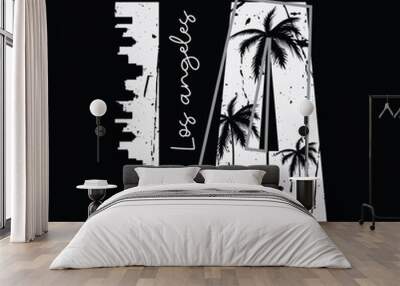 Los angeles illustration typography. perfect for t shirt design Wall mural