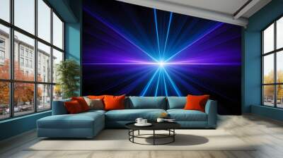 Stunning Blue and Purple Laser Beams Creating Mesmerizing Patterns on a Dark Black Background Wall mural