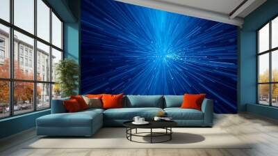 effect of blue lines moving in space Wall mural