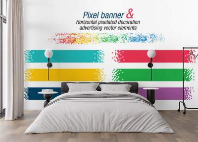 Pixel banner &horizontal pixelated decoration advertising vector elements Wall mural