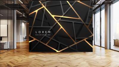 Abstract black and gold geometric lines background Wall mural