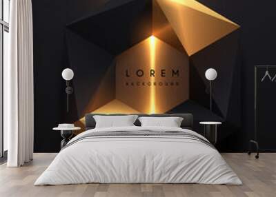 Abstract black and gold geometric shape with light effect Wall mural