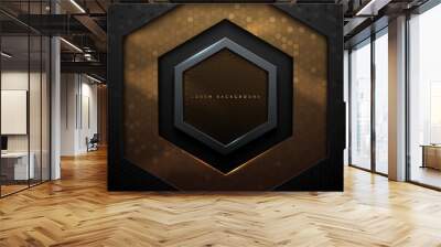 Abstract black and gold hexagon pattern background Wall mural