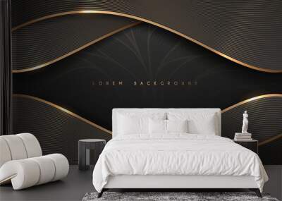 Abstract black and gold lines luxury background Wall mural