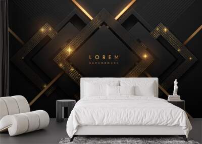 Abstract black and gold luxury background Wall mural