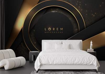 Abstract black and gold luxury background Wall mural