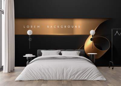 Abstract black and gold paper line background Wall mural