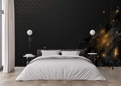 Abstract black and gold polygonal background Wall mural