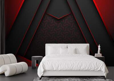 Abstract black and red layers background Wall mural