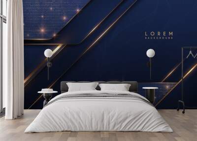 Abstract blue and gold shapes background Wall mural