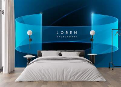 Abstract blue glass background with glow effect Wall mural