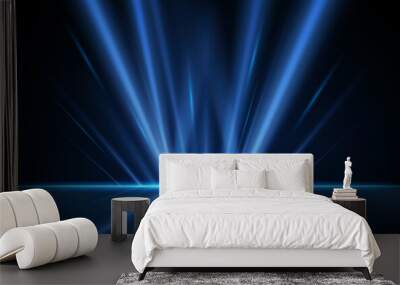 Abstract blue light rays background Wall mural