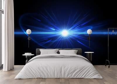 Abstract blue light rays effect Wall mural