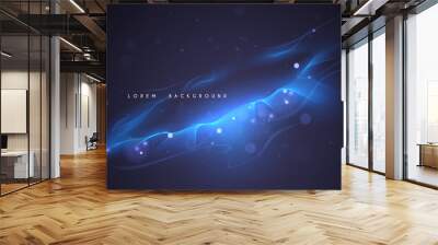 Abstract blue lines background with glow effect Wall mural