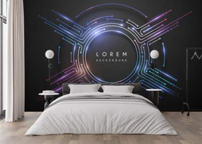 Abstract circle technology frame with glow effect Wall mural