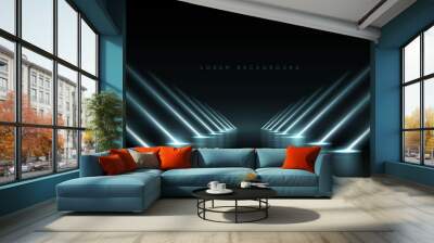 Abstract dark space with ray lights and reflection Wall mural