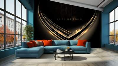 Abstract gold and black shiny background Wall mural