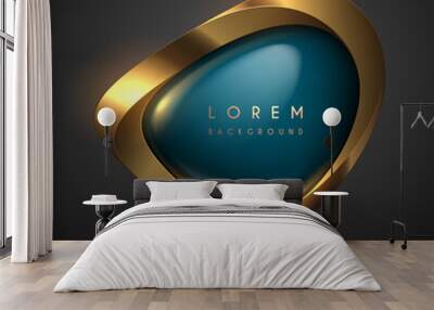 Abstract gold and blue shape background Wall mural