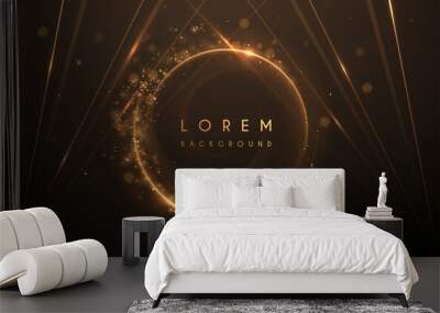 Abstract gold circle lines background with glow effect Wall mural