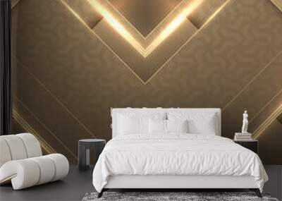 Abstract gold geometric background with glow effect Wall mural