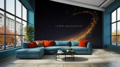 Abstract gold light effect on black background Wall mural