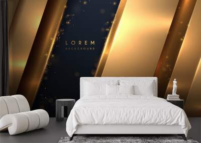 Abstract gold lines background with glow effect Wall mural