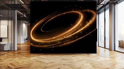 abstract golden light lines with sparks and glow effect Wall mural