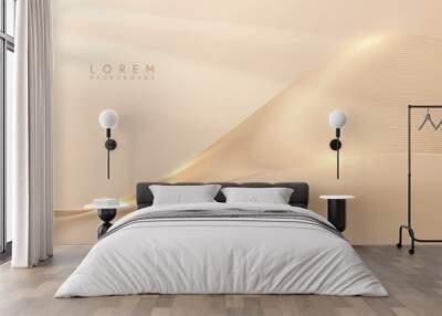 Abstract golden lines background with glow effect Wall mural