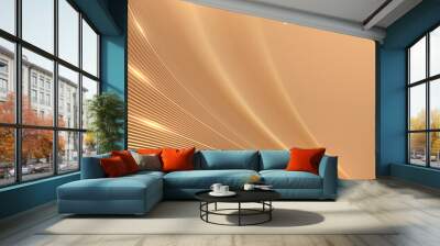 Abstract golden lines background with glow effect Wall mural