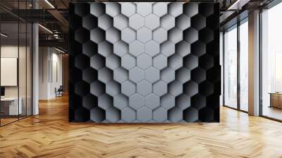 Abstract hexagon shapes background with shadows Wall mural