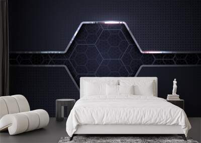 Abstract metal background with hexagonal pattern Wall mural