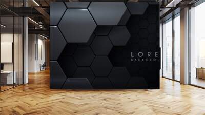 Abstract metal hexagon layers background Wall mural