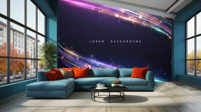 Abstract neon color glowing lines background Wall mural