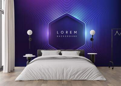 Abstract neon color hexagon background with light effect Wall mural