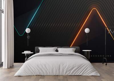 Abstract neon color light tiangle shape background Wall mural