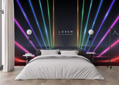 Abstract neon color lights background Wall mural